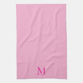 Trendy Elegant Personalized Hot Pink Monogrammed Theedoek (Verticaal)