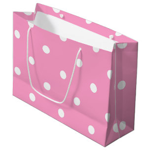 Trendy Elegant Pink White Polka Dots Sjabloon Groot Cadeauzakje