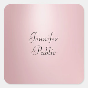 Trendy Elegant Roos Goud Handschrift Script Modern Vierkante Sticker