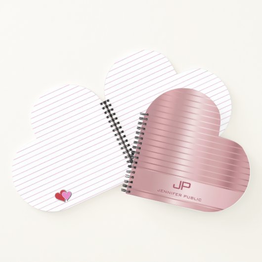 Trendy Elegant Roos Goud Sjabloon Monogram Modern Notitieboek (Binnen)