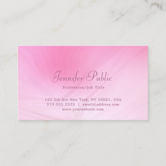 Trendy Elegant Roze Sjabloon Handgeschreven Script Visitekaartje (Achterkant)