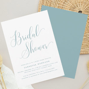 Trendy Elegant Script Dusty Blue Vrijgezellenfeest Kaart