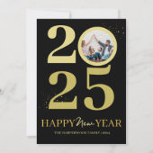 Trendy Elegant Script Happy New Year One Foto Feestdagenkaart (Voorkant)