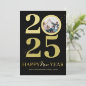 Trendy Elegant Script Happy New Year One Foto Feestdagenkaart (Staand voorkant)