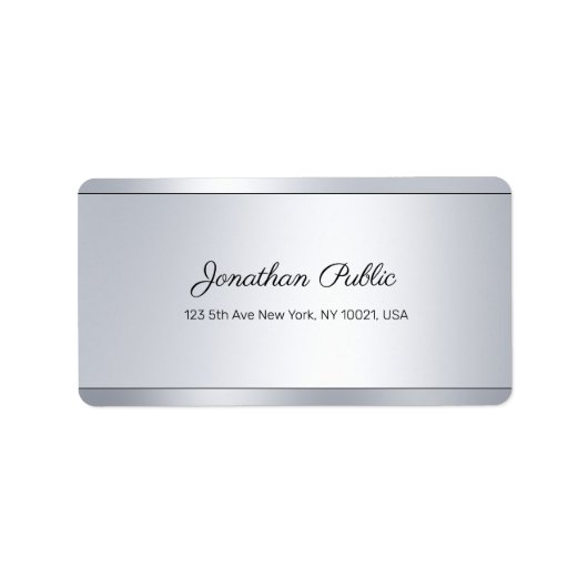 Trendy Elegant Script Silver Sjabloon Cool Address Etiket (Voorkant)