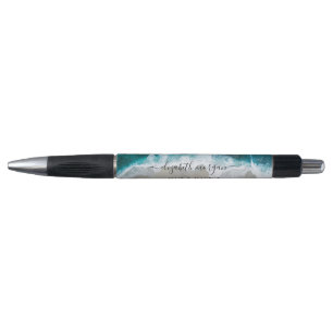 Trendy Elegant Script Strand Groen Blauw Naam Pen