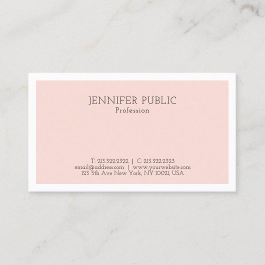 Trendy Elegant Simple Design Blush Pink Plain Visitekaartje (Voorkant)