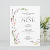 Trendy Elegant Wildflower Floral Wedding Menu (Staand voorkant)
