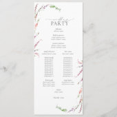Trendy Elegant Wildflower Floral Wedding Programma (Achterkant)