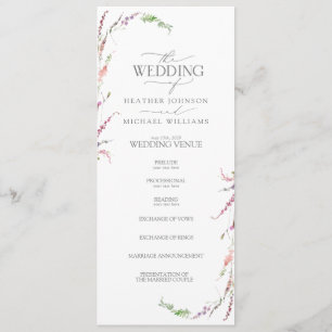 Trendy Elegant Wildflower Floral Wedding Programma