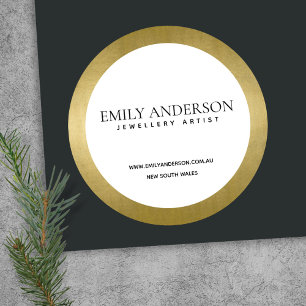 TRENDY ELEGANTE FAUX GOUDEN FOLIE TEXTUUR BUSINESS RONDE STICKER