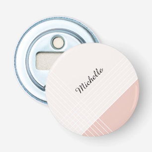 Trendy Elegante Geometrische Chic Op Blush En Roze Button Flesopener