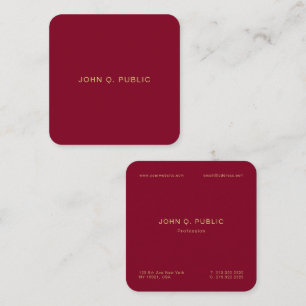 Trendy Elegante Gouden Tekst Bordeauxrood Luxe Zij Vierkante Visitekaartje