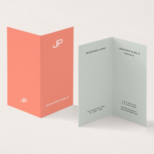 Trendy Elegante Kleuren Monogram Sjabloon Modern Visitekaartjes (Binnen en buitenkant)