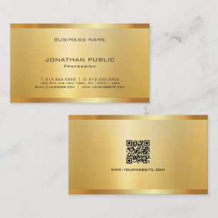 Trendy Elegante Moderne QR Code Gouden Luxe Zijde Visitekaartje