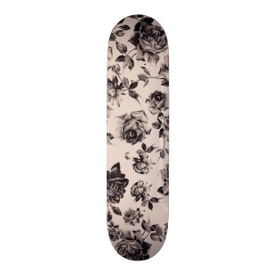 Trendy Elegante Witte & Zwarte Vintage Elegante Skateboard