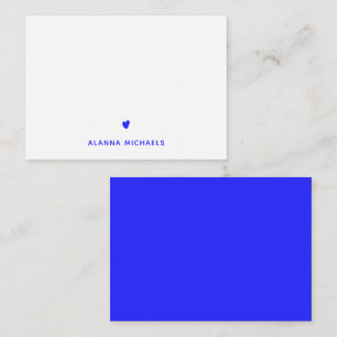 Trendy Elektrisch Blauw Hart Persoonlijk Notitiekaartje