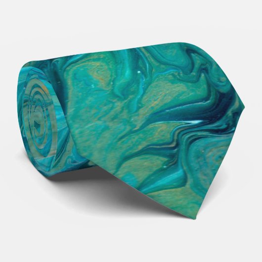 Trendy emerald faux marmer abstracte elegant stropdas (Opgerold)