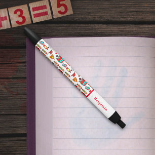 Trendy en Cute Rode Brandweerwagen & Brandweerlied Zwarte Inkt Pen