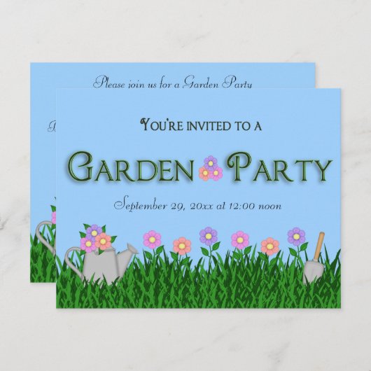 Trendy en Elegant Garden Party Invite Kaart (Voorkant / Achterkant)