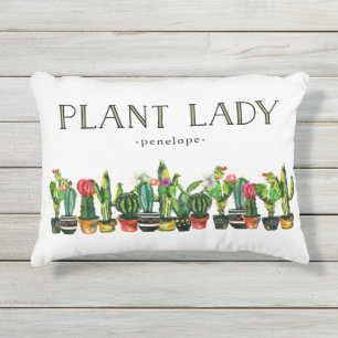 Trendy en Funny Plant Lady met Cactus Buitenkussen