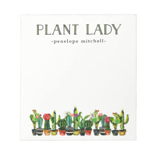 Trendy en Funny Plant Lady met Cactus Notitieblok