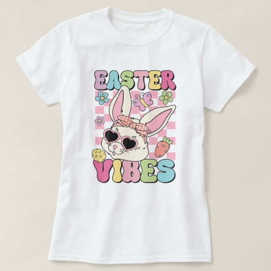 Trendy en Groovy Pasen Vibes Bunny T-shirt (Design voorkant)