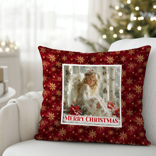 Trendy Engel Poinsettia Rood Goud Persoonlijke Ker Kussen