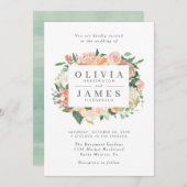 Trendy Eucalyptus Perzik Waterverf Bloemen Huwelij Kaart (Voorkant / Achterkant)