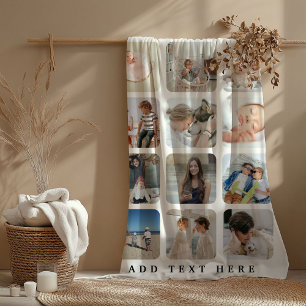 Trendy familie foto collage grid aandenken cadeau sherpa deken