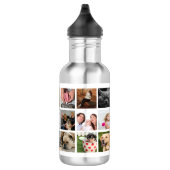 Trendy Family Foto Collage & Monogram Waterfles (Rechts)