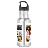 Trendy Family Foto Collage & Monogram Waterfles (Achterkant)