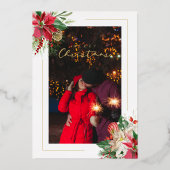 Trendy Fancy Initialen Floral Kerstfeestjes Folie Uitnodiging (Achterkant)