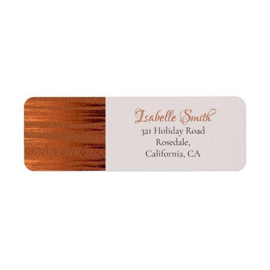 Trendy Faux Copper Distress Metal Wedding RSVP Etiket (Voorkant)