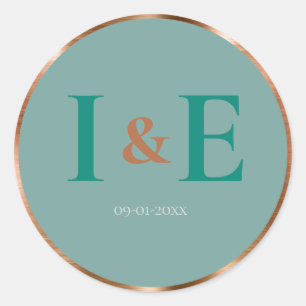Trendy Faux Copper Folie Lijst Blauwgroen tekst br Ronde Sticker