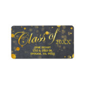 Trendy Faux Gold Foil Confetti Afstuderen Adres Etiket (Voorkant)