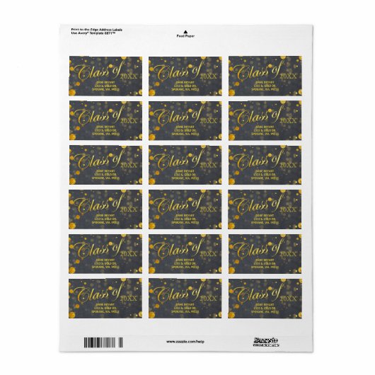 Trendy Faux Gold Foil Confetti Afstuderen Adres Etiket (Full Sheet)