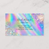 Trendy Faux Holografische Regenboog Glitter Cupcak Visitekaartje (Achterkant)