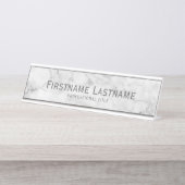 Trendy Faux Marble Pattern Bureau Naambordje (Voorkant)