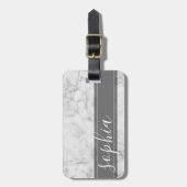 Trendy Faux Marble Pattern met Custom Monogram Bagagelabel (Voorkant verticaal)