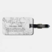 Trendy Faux Marble Pattern met Custom Monogram Bagagelabel (Achterkant horizontaal)