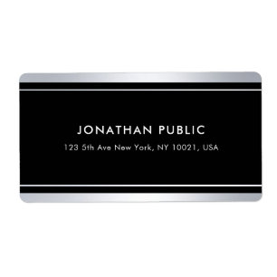 Trendy Faux Silver Zwart Moderne Glamour Verzendin Etiket