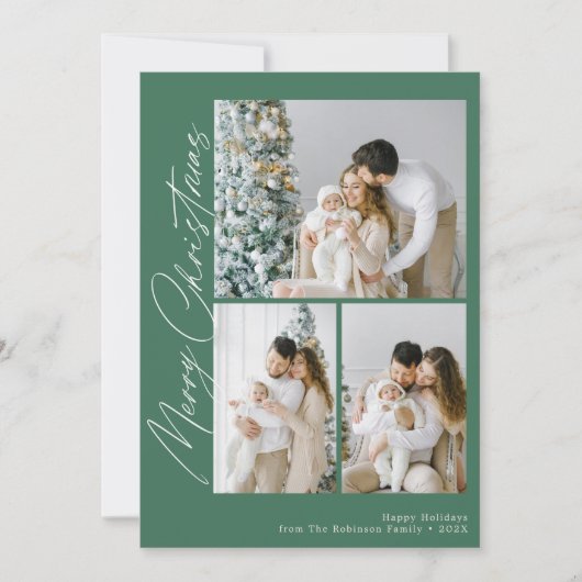 Trendy feestelijk script vrolijk kerstfeest feestdagenkaart (Voorkant)