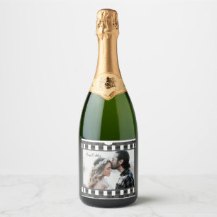 Trendy Film Reel Movie Persoonlijk Afbeelding Lijs Sparkling Wijnetiket