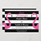 Trendy Flamingo Couple's Douche Uitnodiging (Voorkant / Achterkant)