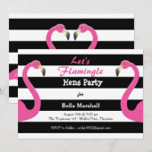 Trendy Flamingo Hens Party Invitation Kaart (Voorkant / Achterkant)