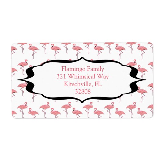Trendy Flamingo Patroon Etiket (Voorkant)