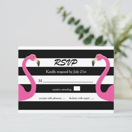 Trendy Flamingo Wedding RSVP (Staand voorkant)