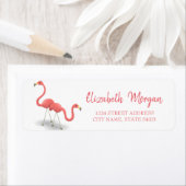Trendy Flamingos, White Address Label (Insitu)