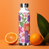 Trendy Flat Art Floral Pattern met name block Waterfles